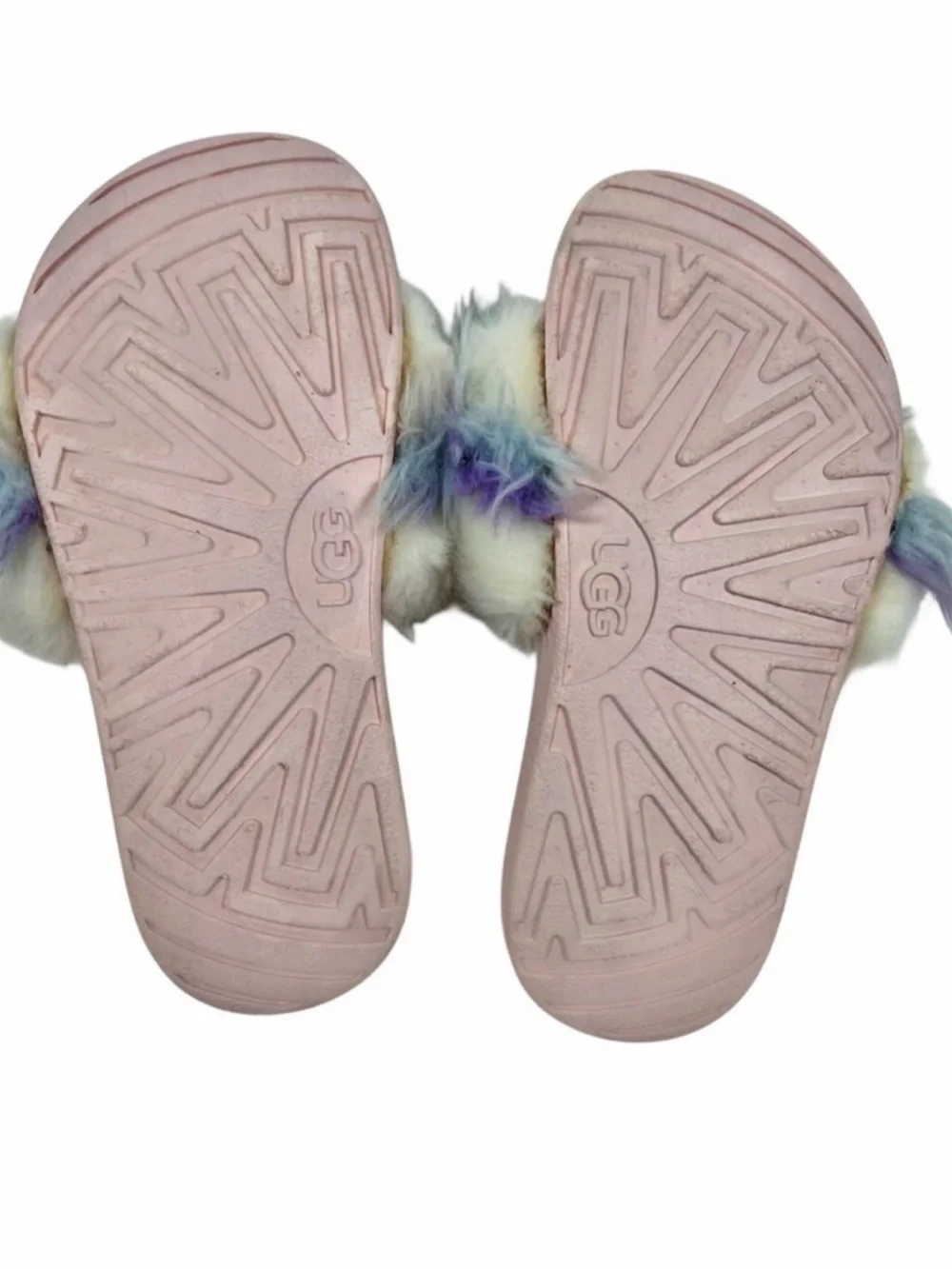 UGG Pastel Pink Fluffy Unicorn Slide Slipper Sz 13